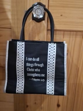 Black and White Inspirational Tote Bag - Philippians 4:13